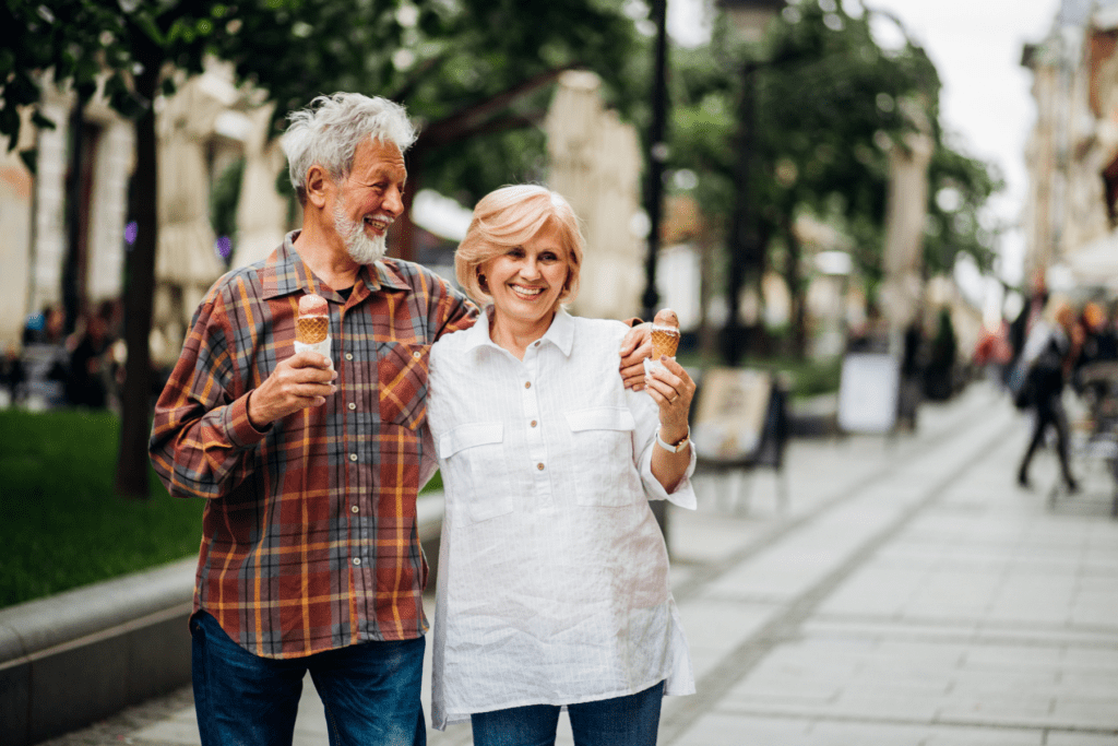 Happy couple in the street